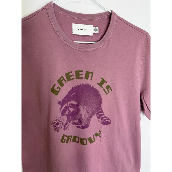 Authentic Coach  ECO Green is Groovy Small mauve graphic T shirt - Picture 4 of 8